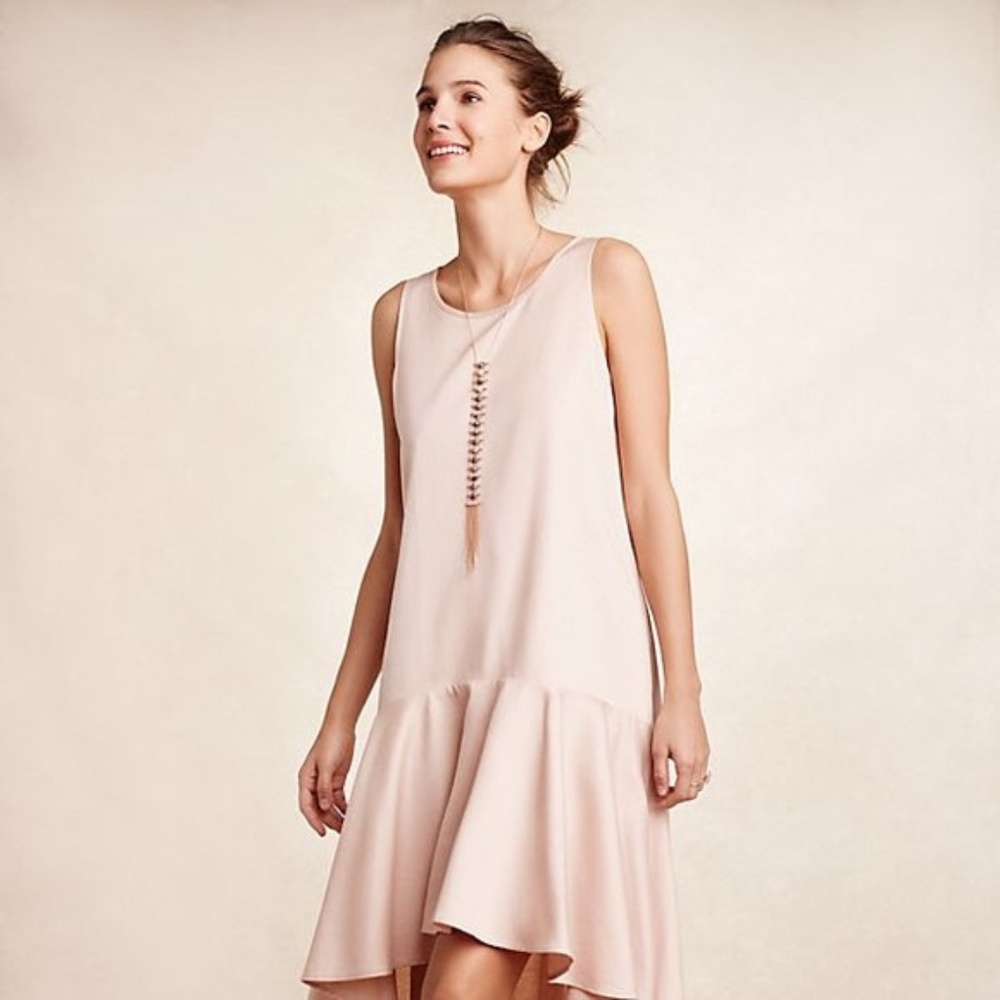Maeve/Anthro Blush Drop Waist High Low Dress